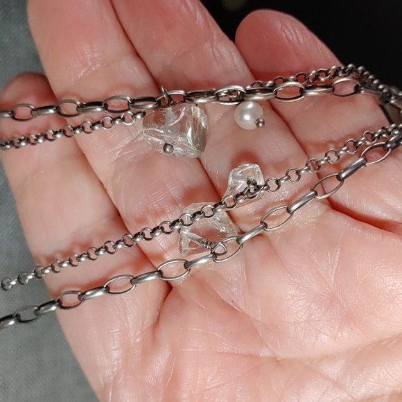 Retired Silpada Freshwater Pearl and Rock Crystal 925 Sterling Necklace N1492 - Picture 4 of 9